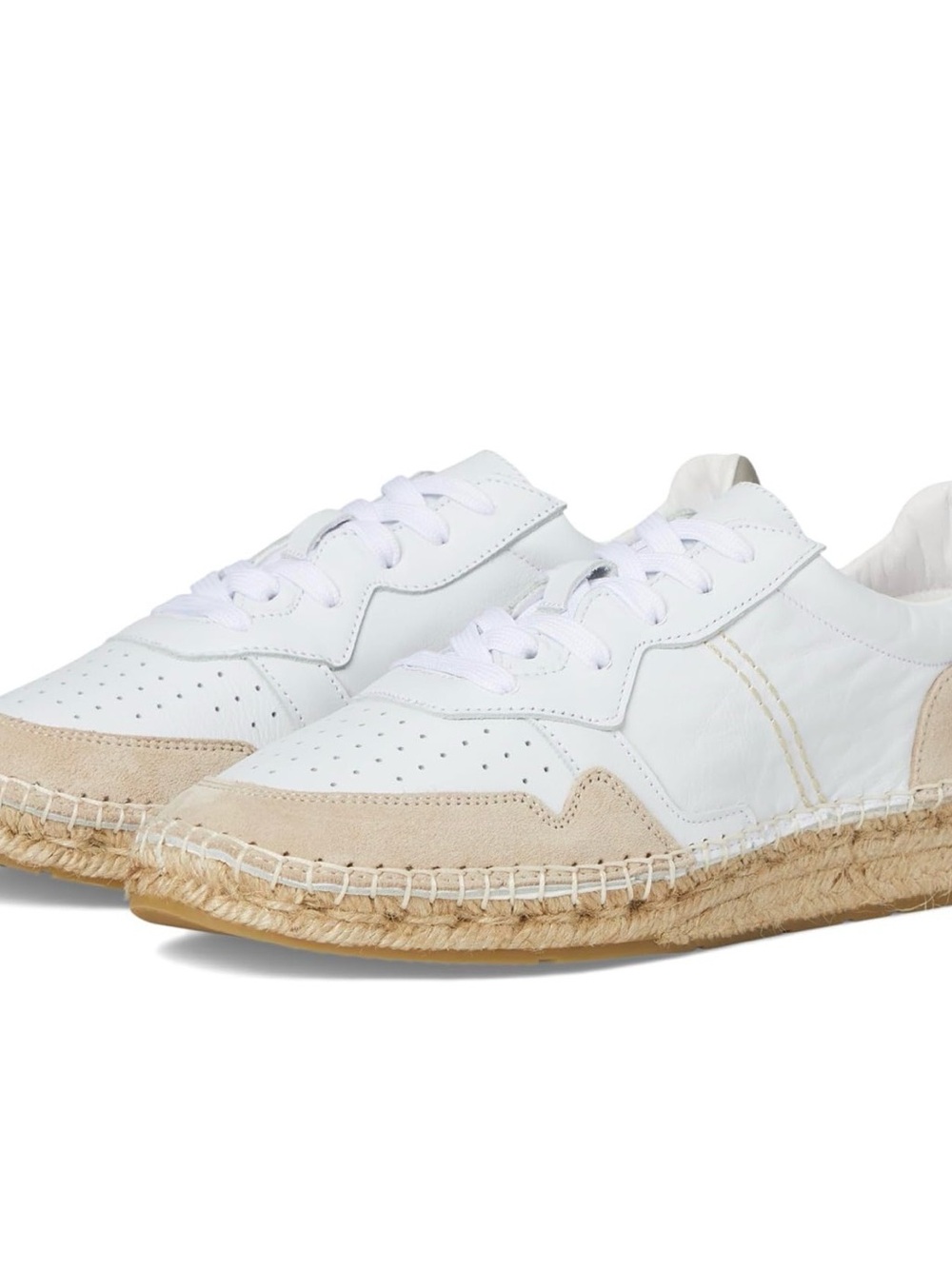 Free People White and Beige Espadrille Sneakers
